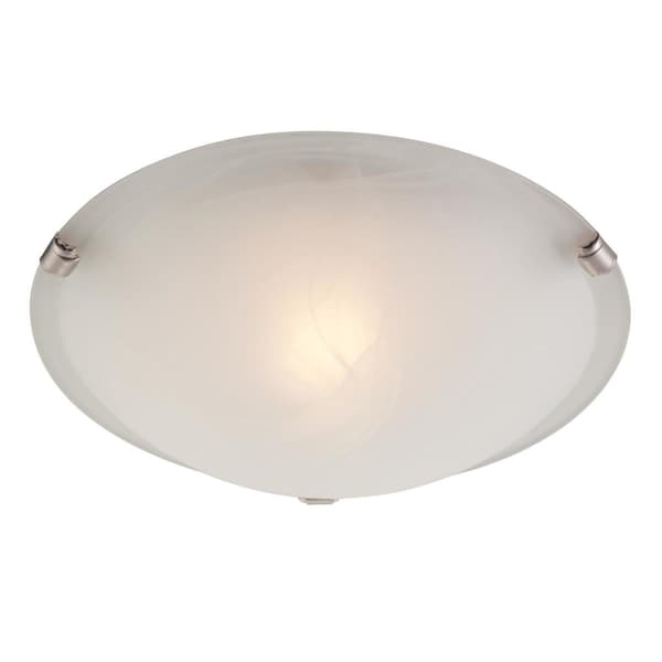 Westinghouse Fixture Ceiling Flush-Mount 60W Trad 12In Brush Nickel White Alabaster Glass 6629700 - main